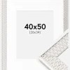 Ramme Grace Sølv 40x50 cm - Passepartout Hvid 27x35 cm