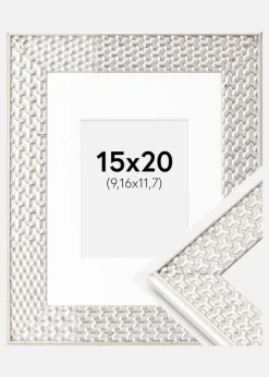 Ramme Grace Sølv 15x20 cm - Passepartout Hvid 4x5 inches