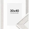 Ramme Grace Sølv 30x40 cm - Passepartout Hvid 8x12 inches