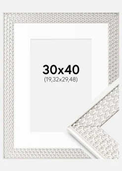 Ramme Grace Sølv 30x40 cm - Passepartout Hvid 8x12 inches