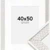 Ramme Grace Sølv 40x50 cm - Passepartout Hvid 28x38 cm