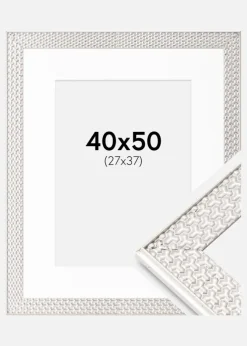 Ramme Grace Sølv 40x50 cm - Passepartout Hvid 28x38 cm