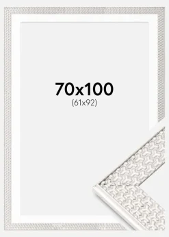 Ramme Grace Sølv 70x100 cm - Passepartout Hvid 62x93 cm