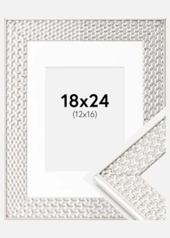 Ramme Grace Sølv 18x24 cm - Passepartout Hvid 13x17 cm