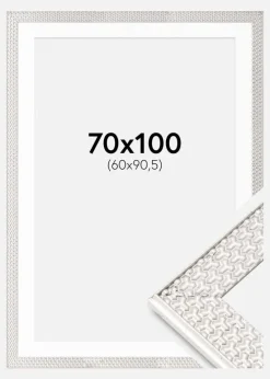 Ramme Grace Sølv 70x100 cm - Passepartout Hvid 61x91,5 cm