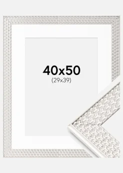 Ramme Grace Sølv 40x50 cm - Passepartout Hvid 30x40 cm