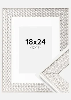 Ramme Grace Sølv 18x24 cm - Passepartout Hvid 13x18 cm