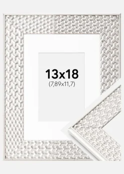 Ramme Grace Sølv 13x18 cm - Passepartout Hvid 3,5x5 inches