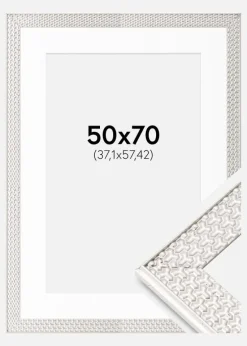 Ramme Grace Sølv 50x70 cm - Passepartout Hvid 15x23 inches
