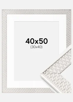 Ramme Grace Sølv 40x50 cm - Passepartout Hvid 31x41 cm