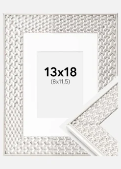 Ramme Grace Sølv 13x18 cm - Passepartout Hvid 9x12 cm