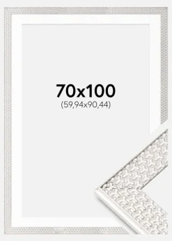 Ramme Grace Sølv 70x100 cm - Passepartout Hvid 24x36 inches