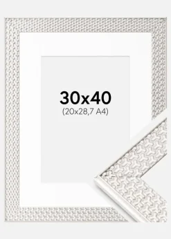 Ramme Grace Sølv 30x40 cm - Passepartout Hvid 21x29,7 cm (A4)