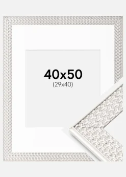 Ramme Grace Sølv 40x50 cm - Passepartout Hvid 30x41 cm