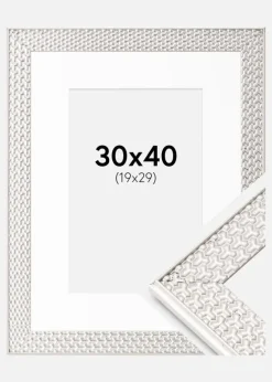 Ramme Grace Sølv 30x40 cm - Passepartout Hvid 20x30 cm