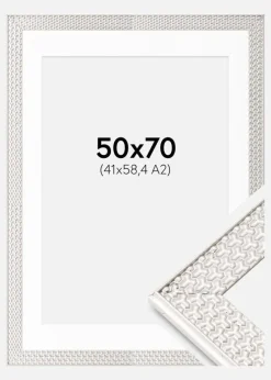 Ramme Grace Sølv 50x70 cm - Passepartout Hvid 42x59,4 cm (A2)