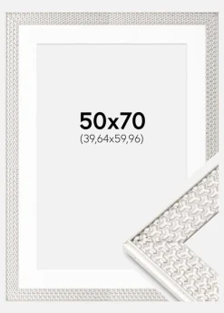 Ramme Grace Sølv 50x70 cm - Passepartout Hvid 16x24 inches