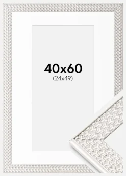 Ramme Grace Sølv 40x60 cm - Passepartout Hvid 25x50 cm