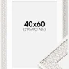 Ramme Grace Sølv 40x60 cm - Passepartout Hvid 32,9x48,3 cm (A3+)