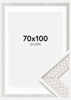 Ramme Grace Sølv 70x100 cm - Passepartout Hvid 62x85 cm