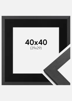 Ramme Graphite Wood 40x40 cm - Passepartout Sort 30x30 cm