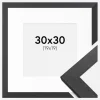 Ramme Graphite Wood 30x30 cm - Passepartout Hvid 20x20 cm