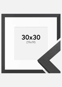 Ramme Graphite Wood 30x30 cm - Passepartout Hvid 20x20 cm