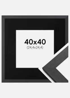 Ramme Graphite Wood 40x40 cm - Passepartout Sort 10x10 inches