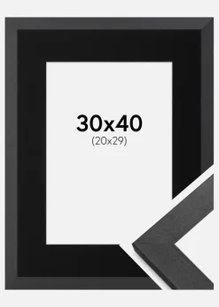 Ramme Graphite Wood 30x40 cm - Passepartout Sort 21x30 cm