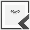 Ramme Graphite Wood 40x40 cm - Passepartout Hvid 32x32 cm