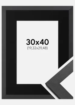 Ramme Graphite Wood 30x40 cm - Passepartout Sort 8x12 inches