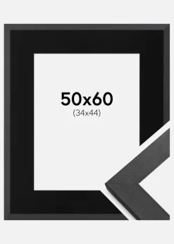 Ramme Graphite Wood 50x60 cm - Passepartout Sort 35x45 cm