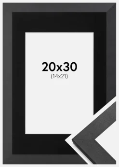 Ramme Graphite Wood 20x30 cm - Passepartout Sort 15x22 cm