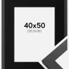 Ramme Graphite Wood 40x50 cm - Passepartout Sort 27,5x37 cm