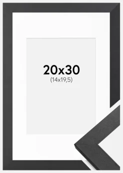 Ramme Graphite Wood 20x30 cm - Passepartout Hvid 15x21 cm (A5)