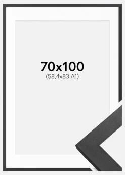 Ramme Graphite Wood 70x100 cm - Passepartout Hvid 59,4x84 cm (A1)