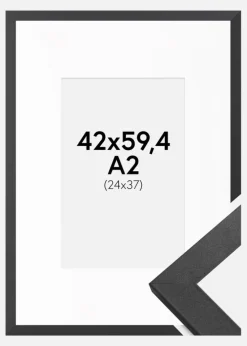 Ramme Graphite Wood 42x59,4 cm (A2) - Passepartout Hvid 25x38 cm
