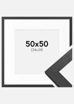 Ramme Graphite Wood 50x50 cm - Passepartout Hvid 35x35 cm
