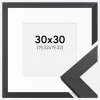 Ramme Graphite Wood 30x30 cm - Passepartout Hvid 8x8 inches