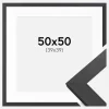 Ramme Graphite Wood 50x50 cm - Passepartout Hvid 40x40 cm