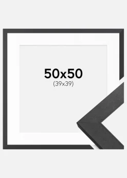 Ramme Graphite Wood 50x50 cm - Passepartout Hvid 40x40 cm