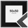 Ramme Graphite Wood 50x50 cm - Passepartout Sort 35x35 cm