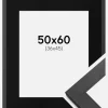 Ramme Graphite Wood 50x60 cm - Passepartout Sort 37x46 cm
