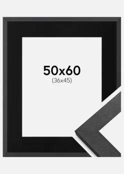 Ramme Graphite Wood 50x60 cm - Passepartout Sort 37x46 cm