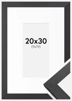 Ramme Graphite Wood 20x30 cm - Passepartout Hvid 10x20 cm