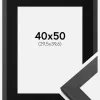 Ramme Graphite Wood 40x50 cm - Passepartout Sort 12x16 inches