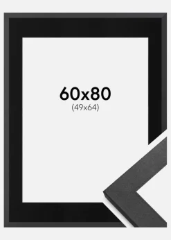 Ramme Graphite Wood 60x80 cm - Passepartout Sort 50x65 cm