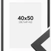 Ramme Graphite Wood 40x50 cm - Passepartout Hvid 29,7x42 cm (A3)