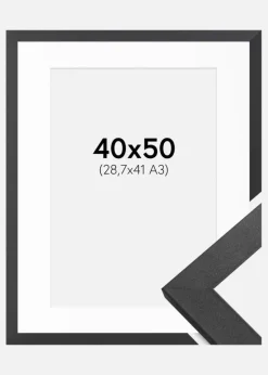 Ramme Graphite Wood 40x50 cm - Passepartout Hvid 29,7x42 cm (A3)