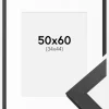Ramme Graphite Wood 50x60 cm - Passepartout Hvid 35x45 cm
